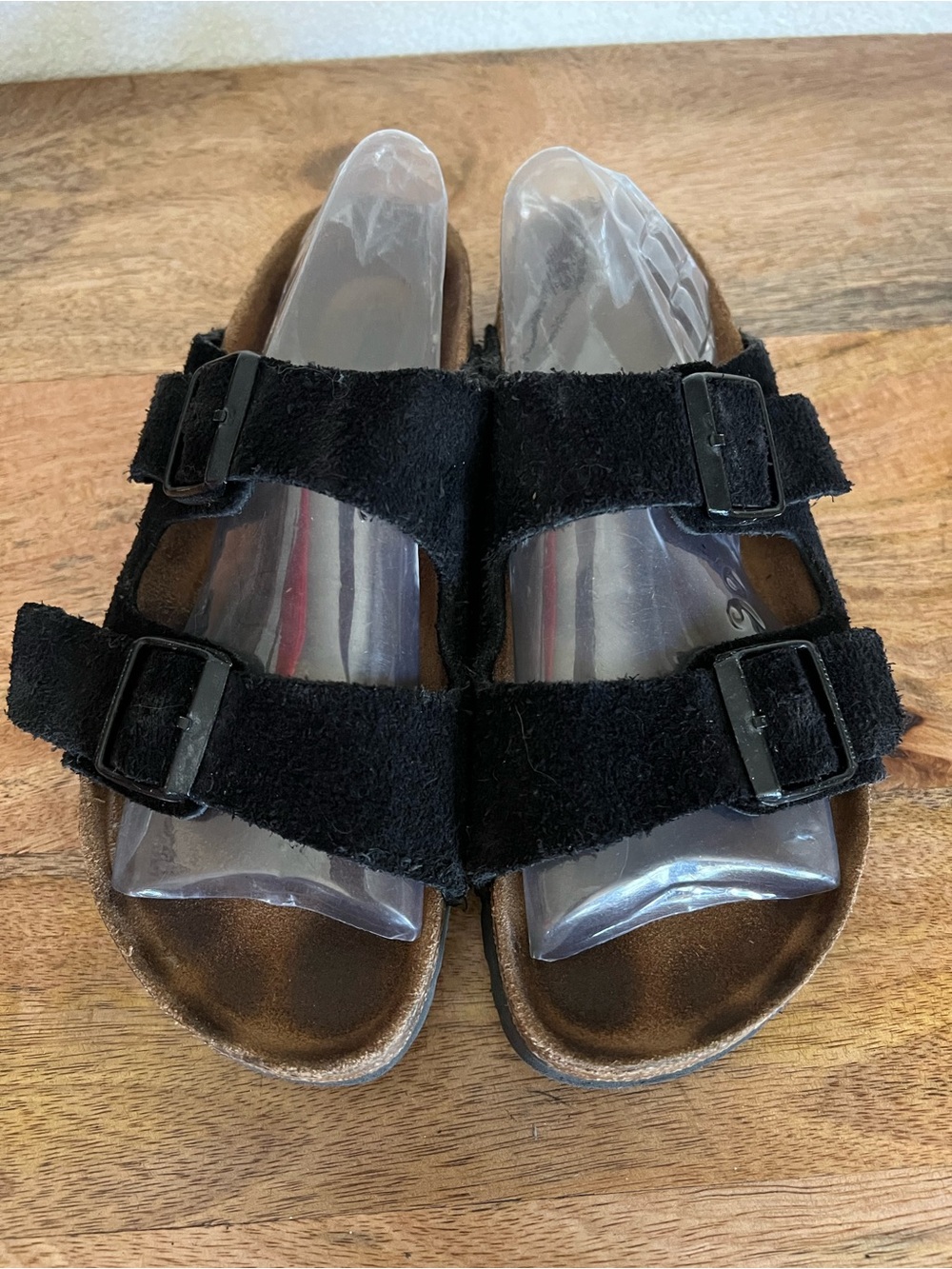 Birkenstock Arizona Black Suede Sandals Size 39 L 8-8.5 Narrow fit